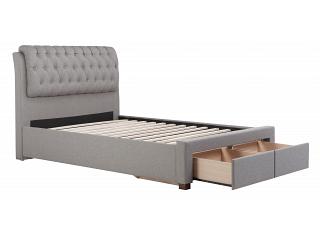 4ft6 Double Valentine Grey fabric upholstered 2 drawer storage bed frame